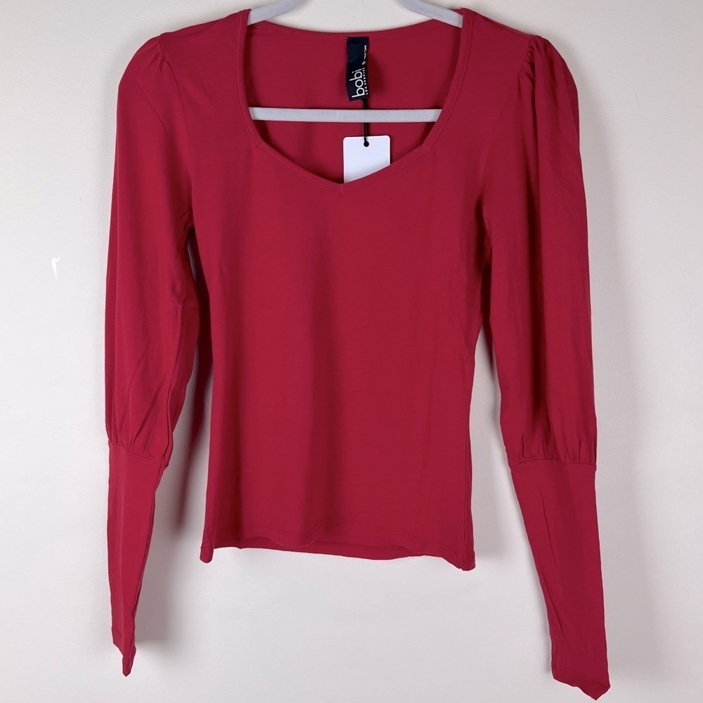 Bobi | Essential Bishop Sleeve Crew Neck Tee Red Bricks | XS